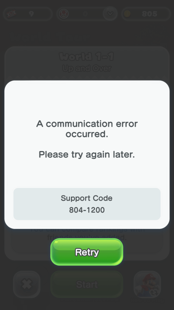 Super Mario Run - Error